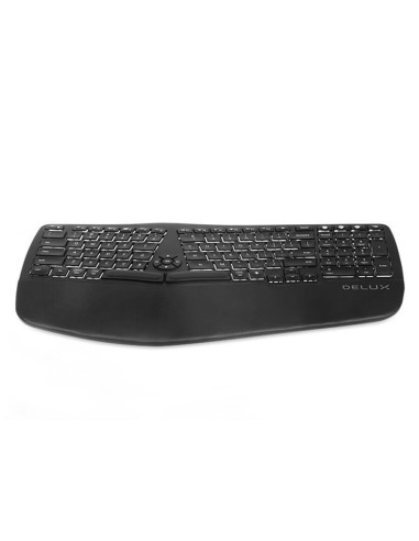 GM902A-BK-BL,Tastatura bluetooth si wireless Delux GM902A neagra iluminare alba