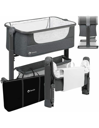 BN-LO-TIMON,Lionelo - Patut co-sleeper Timon Pliabil, 3 in 1, Cu setare unghiulara, Reglabil in 6 pozitii pe inaltime, Din Alumi