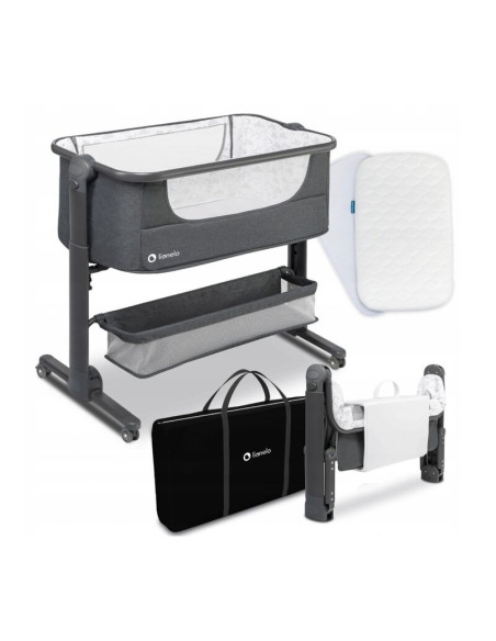 BN-LO-TIMON,Lionelo - Patut co-sleeper Timon Pliabil, 3 in 1, Cu setare unghiulara, Reglabil in 6 pozitii pe inaltime, Din Alumi