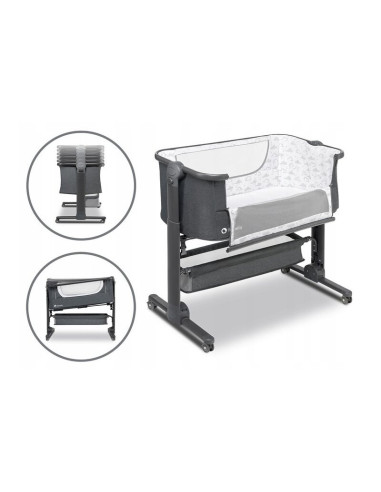 BN-LO-TIMON,Lionelo - Patut co-sleeper Timon Pliabil, 3 in 1, Cu setare unghiulara, Reglabil in 6 pozitii pe inaltime, Din Alumi
