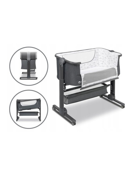 BN-LO-TIMON,Lionelo - Patut co-sleeper Timon Pliabil, 3 in 1, Cu setare unghiulara, Reglabil in 6 pozitii pe inaltime, Din Alumi
