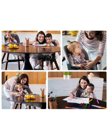 BN-LO-MONA_BLACK_ONYX,Lionelo - Scaun de masa Mona, 4 in 1, Transformabil, Reglabil in inaltime in 3 pozitii, Conform cu standar