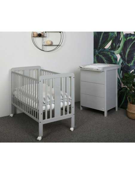 BN-YAPPYMINI_GREY,Comoda de infasat YappyMini din lemn, Cu trei sertare, Cu blat de infasat detasabil, YappyKids, 65x54x90 cm, G