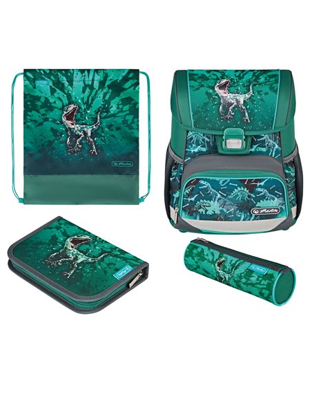 50043101,Ghiozdan echipat loop plus, motiv green rex