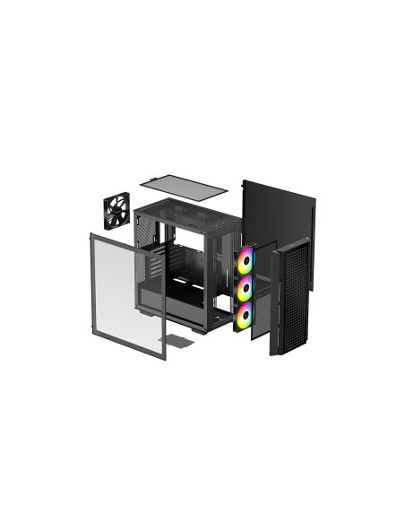 R-CG540-BKAGE4-G-1,CARCASA DEEPCOOL CG540, Middle Tower E-ATX, fara sursa, sticla securizata, 3 x 120mm RGB fan, 1 x 140mm black