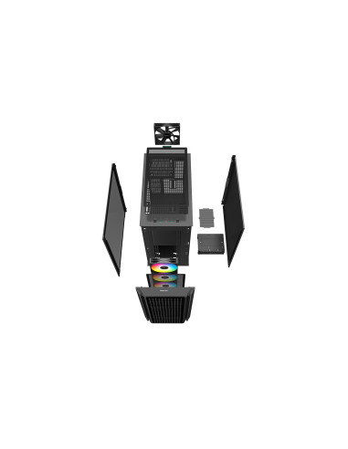 R-CG540-BKAGE4-G-1,CARCASA DEEPCOOL CG540, Middle Tower E-ATX, fara sursa, sticla securizata, 3 x 120mm RGB fan, 1 x 140mm black