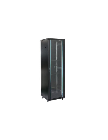 MS2.6818.9001,Rack 18U 600x800, montare pe podea, usa din sticla, panouri laterale detasabile si securizate, dezasamblat, culoar