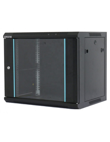 MP.6415.9001,Rack 19 15U 600x450, de perete, usa din sticla, panouri detasabile si securizate, dezasamblat, capacitate 70kg, neg