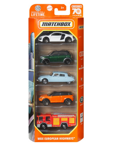 MTC1817_ HKY17,Matchbox Set 5 Masinute Metalice Mbx European Highways Scara 1:64