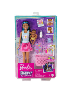 MTFHY97_HJY34,Papusa Barbie Mamica Bruneta Cu Bebelus