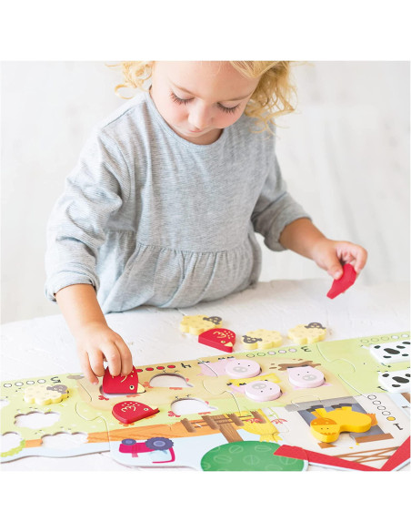 1105557,Puzzle - Numaram animalele de la ferma ( 6 piese)