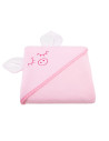 BN-BOC0122,Qmini - Prosop cu gluga cu urechi, Din bumbac, Dimensiune mare 80x80 cm, Pink Piggy