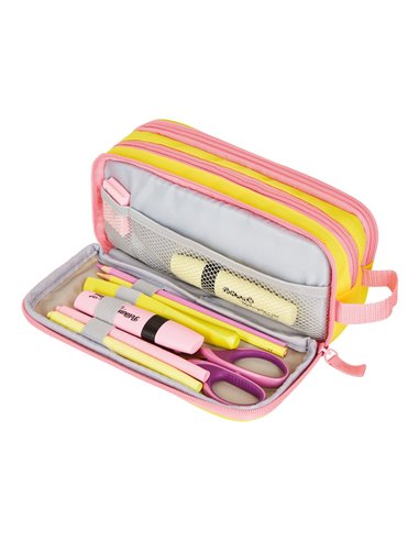 50043743,Penar tip etui, neon, 3 compartimente, galben/roz 50043743,Penar tip etui, neon, 3 compartimente, galben/roz