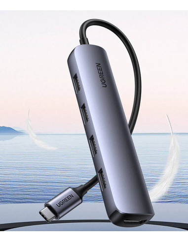 20197,DOCKING Station Ugreen, "CM417" conectare PC USB Type-C, USB 3.0 x 4|HDMI x 1/4K/30Hz, aluminiu, gri "20197" - 69573038219