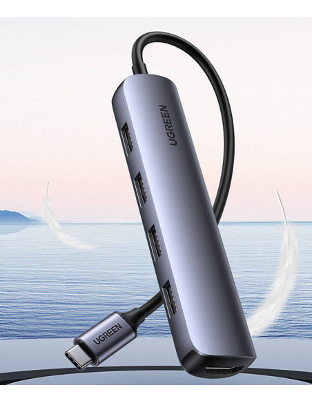 20197,DOCKING Station Ugreen, "CM417" conectare PC USB Type-C, USB 3.0 x 4|HDMI x 1/4K/30Hz, aluminiu, gri "20197" - 69573038219