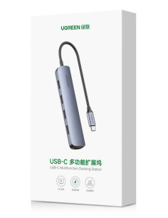 20197,DOCKING Station Ugreen, "CM417" conectare PC USB Type-C, USB 3.0 x 4|HDMI x 1/4K/30Hz, aluminiu, gri "20197" - 69573038219 2