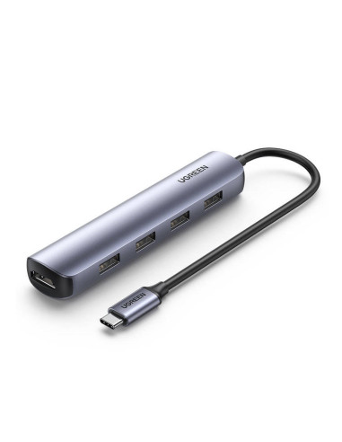 20197,DOCKING Station Ugreen, "CM417" conectare PC USB Type-C, USB 3.0 x 4|HDMI x 1/4K/30Hz, aluminiu, gri "20197" - 69573038219