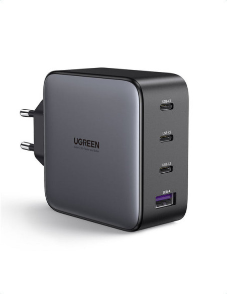 40747,Incarcator retea Ugreen, "CD226" Quick Charge 4, 100W GaN, 3 x USB Type-C 5V/3A, 1 x USB, negru "40747" (include timbru ve
