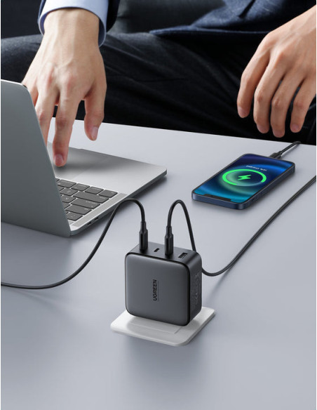 40747,Incarcator retea Ugreen, "CD226" Quick Charge 4, 100W GaN, 3 x USB Type-C 5V/3A, 1 x USB, negru "40747" (include timbru ve