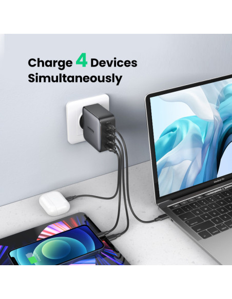 40747,Incarcator retea Ugreen, "CD226" Quick Charge 4, 100W GaN, 3 x USB Type-C 5V/3A, 1 x USB, negru "40747" (include timbru ve