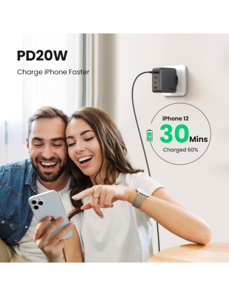 40747,Incarcator retea Ugreen, "CD226" Quick Charge 4, 100W GaN, 3 x USB Type-C 5V/3A, 1 x USB, negru "40747" (include timbru ve