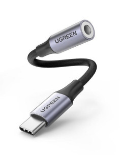 80154,Cablu audio Ugreen, "AV161", USB Type-C (T) la 3.5 mm jack (M), lungime 15cm, gri "80154" - 6957303881543