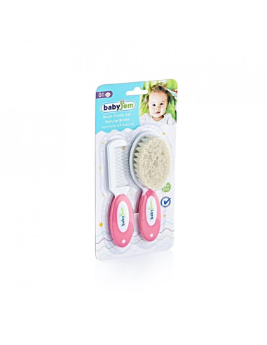UP-bj_5193,Set pieptan si perie din peri naturali BabyJem (Culoare: Gri)