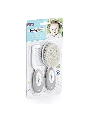 UP-bj_5191,Set pieptan si perie din peri naturali BabyJem (Culoare: Roz)