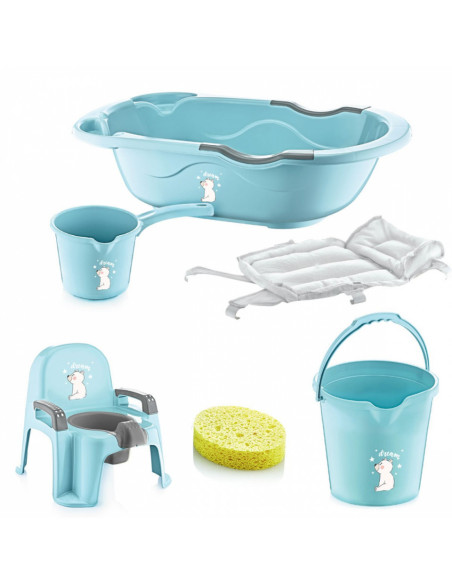UP-bj_2533,Set de baie cu 6 piese Bebe Lux BabyJem (Culoare: Bleu)