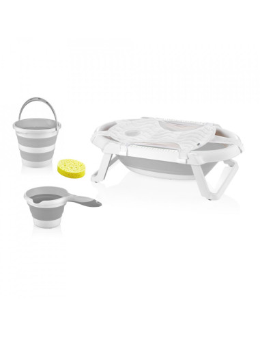 UP-bj_5961,Set de baie cu 5 piese si cadita pliabila Babyjem (Culoare: Gri)