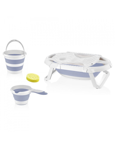 UP-bj_5963,Set de baie cu 5 piese si cadita pliabila Babyjem (Culoare: Bleu)