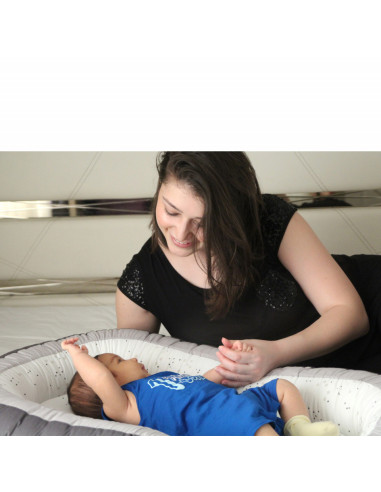 UP-bj_6141,Baby nest cu 2 fete BabyJem Luxury Between Parents (Culoare: Gri)