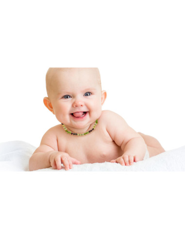 UP-bj_5874,Colier din chihlimbar pentru copii BabyJem (Culoare: Curcubeu)