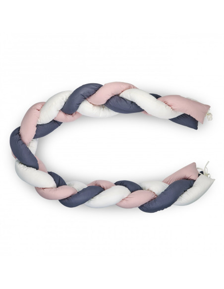 UP-bj_6701,Protectie laterala bumper impletit BabyJem (Culoare: Roz)