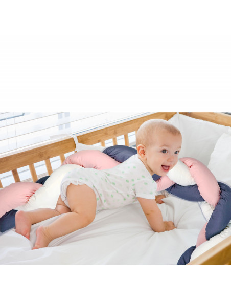 UP-bj_6701,Protectie laterala bumper impletit BabyJem (Culoare: Roz)