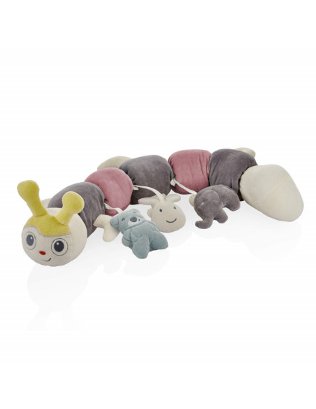 UP-bj_6752,Protectie laterala multifunctionala cu jucarii din plus BabyJem Caterpilar (Culoare: Roz)