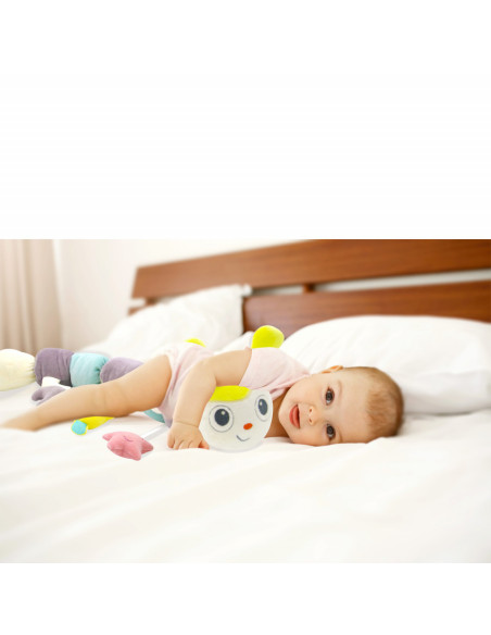 UP-bj_6752,Protectie laterala multifunctionala cu jucarii din plus BabyJem Caterpilar (Culoare: Roz)