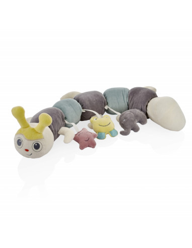 UP-bj_6752,Protectie laterala multifunctionala cu jucarii din plus BabyJem Caterpilar (Culoare: Roz)