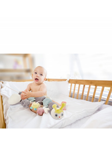 UP-bj_6752,Protectie laterala multifunctionala cu jucarii din plus BabyJem Caterpilar (Culoare: Roz)