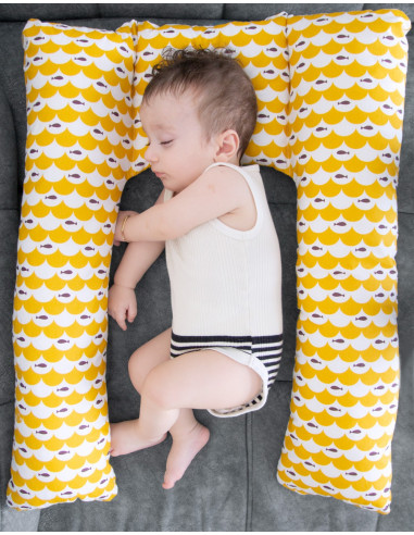 UP-bj_7454,Perna 3 in 1: babynest, pentru gravide si pentru alaptare in forma de U BabyJem (Culoare: Galben)
