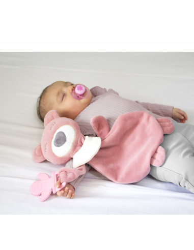 UP-bj_6802,Jucarie atasament cu jucarie dentitie Sleeping Friend BabyJem (Culoare: Gri)