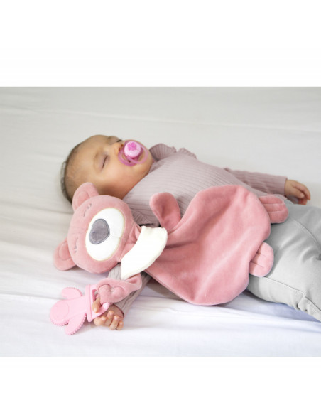 UP-bj_6802,Jucarie atasament cu jucarie dentitie Sleeping Friend BabyJem (Culoare: Gri)