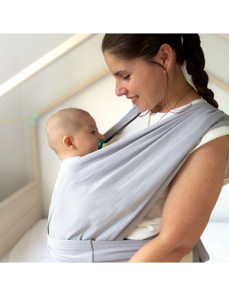 UP-bj_7342,Sistem de purtare wrap elastic pentru bebelusi BabyJem (Culoare: Gri)
