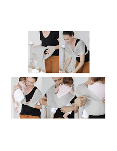 UP-bj_7342,Sistem de purtare wrap elastic pentru bebelusi BabyJem (Culoare: Gri)
