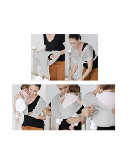 UP-bj_7342,Sistem de purtare wrap elastic pentru bebelusi BabyJem (Culoare: Gri)