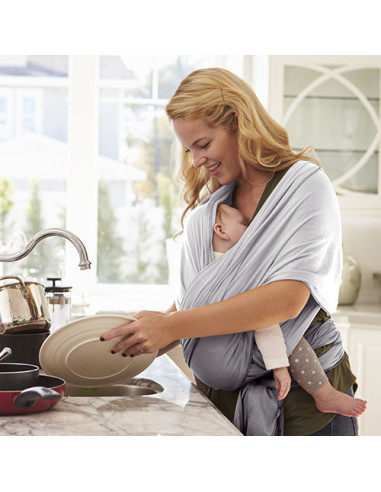 UP-bj_7342,Sistem de purtare wrap elastic pentru bebelusi BabyJem (Culoare: Gri)