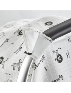 UP-bj_1592,Protectie soare din muselina pentru scaun auto 0-13 kg (Model: Zoo) 2