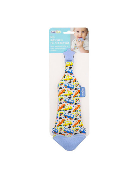 UP-bj_7501,Cravata bebelusi cu accesoriu de dentitie BabyJem (Culoare: Bleu)