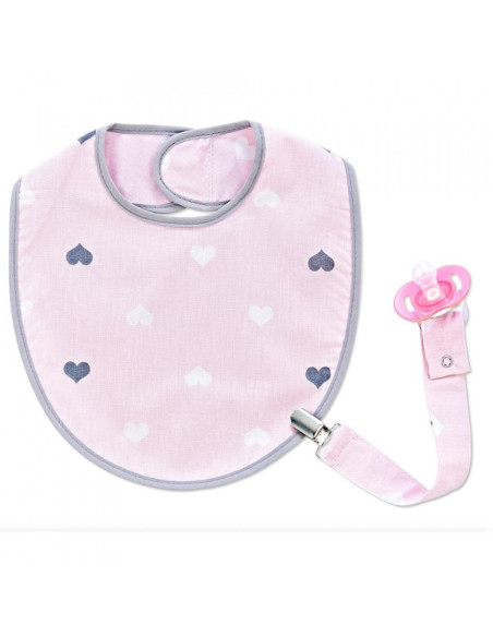 UP-bj_4532,Baveta cu suport pentru suzeta BabyJem (Culoare: Roz)