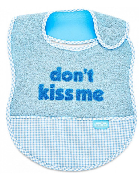 UP-bj_0323,Baveta BabyJem din bumbac Dont Kiss Me (Culoare: Bleu)
